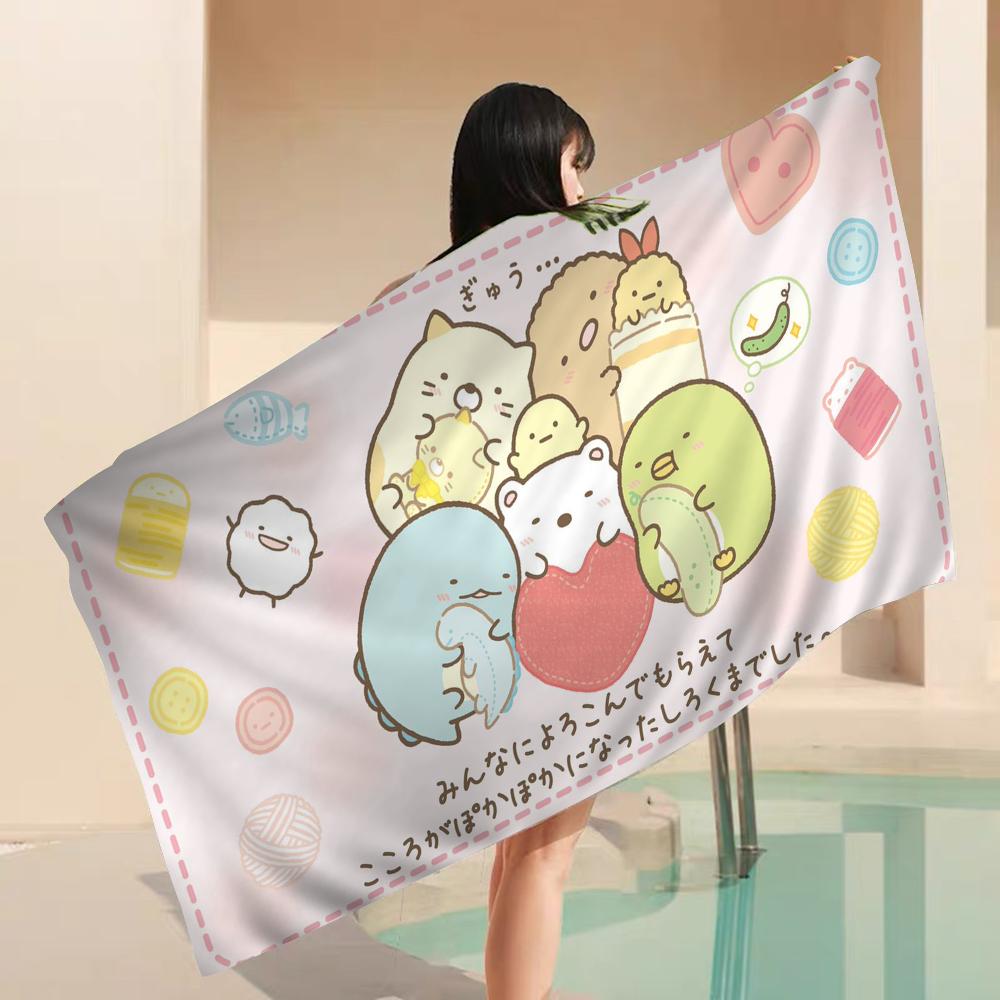 Sumikko Gurashi Beach Towel Cartoon Cute Summer Kids Large Bath Pool Beach Towel Microfiber Absorbent for Swimming Travel