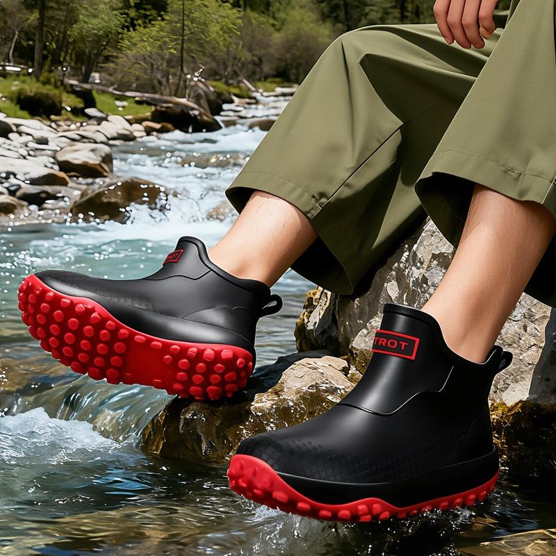 Short rain shoes couple men and women waterproof shoes non-slip rain boots wear-resistant students hiking cycling water boots outdoor wear warm