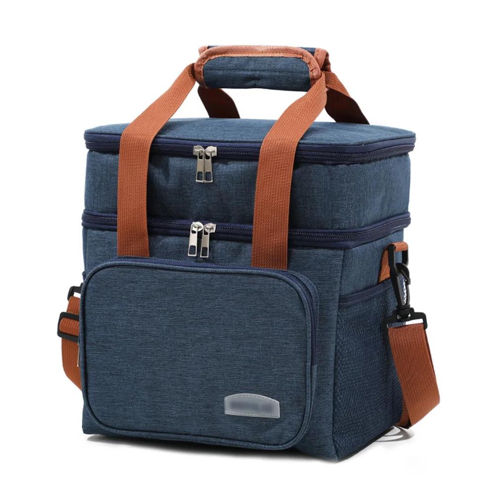 Portable Thermal Lunch Bag Picnic Food Cooler Bags Insulated Case Durable Waterproof Office Lunchbag Shoulder Strap Cooling Box