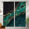 Black Green Malachite Marble Blackout Curtains for Boy Girl Bedroom Living Room Darkening Decor, Abstract Luxury Golden Texture