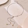 Two-tone Zircon Pull-out Necklace: European & American Style, Stainless Steel, Niche Ins Design, High-end Jewelry
