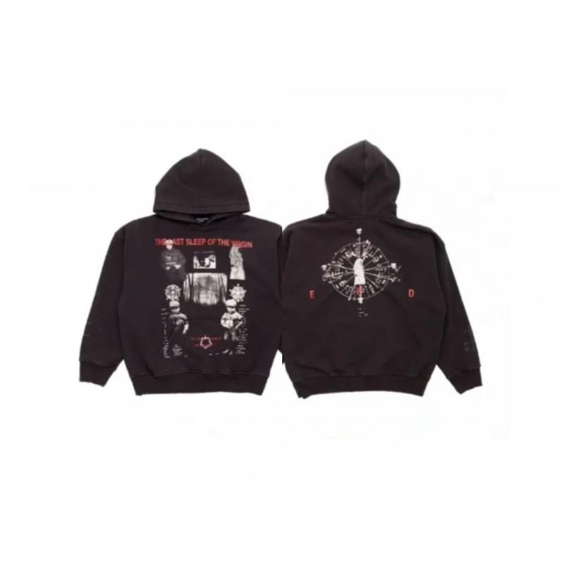 Mens Oversized Washed Cotton Hoodie With Graphic Print Fall Winter 2026 Streetwear