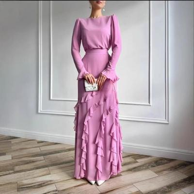 Europäisches & Amerikanisches 2025 Frühling High-End 3D Rüschen Slim Abendkleid Set - Zweiteilig