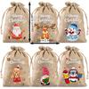 6/8 szt. Małe jutowe torebki z motywami Świętego Mikołaja, renifera, bałwana i choinki do pakowania prezentów, dekoracji świątecznych