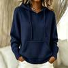 Women's Color Hooded Long Sleeve Sweater with Pockets Casual Pullover Top