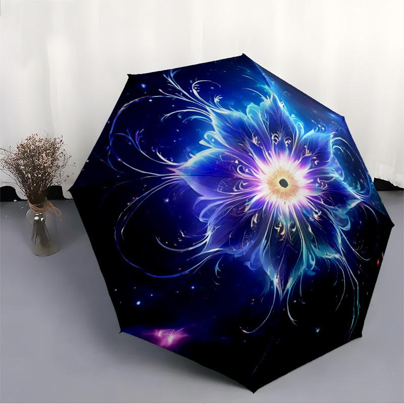 1pc Floral Mandala Design Automatic Folding Umbrella Durable Iron Frame,All Seasons Home Travel Outdoor Multifunctional Umbrella yy251115121