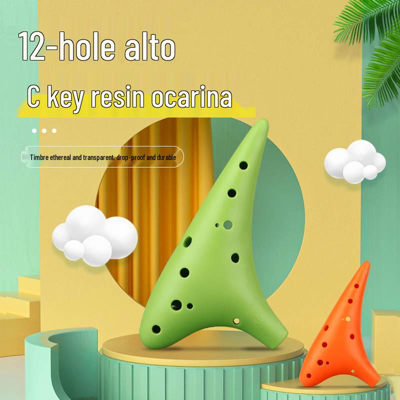 12-Hole Alto C Key Beginner Resin Ocarina: Student & Professional Level, Durable & Drop-Resistant