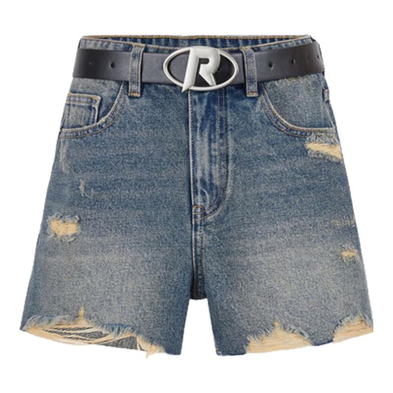 

Женские джинсовые шорты UR с высокой посадкой и рваным эффектом, с поясом 26