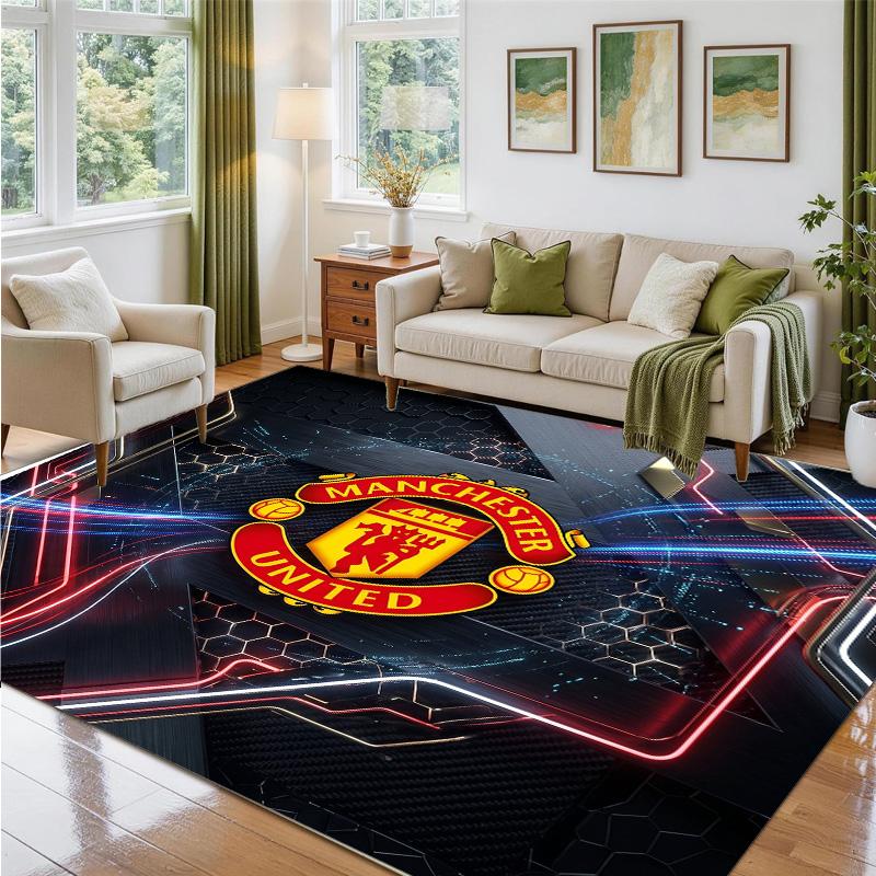 Manchester United Design Crystal Velvet Rug Soft Decorative Mat for Bedroom Entrance