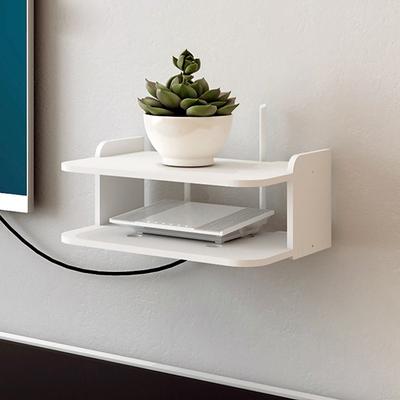 Étagères flottantes à 2 niveaux pour routeur Wi-Fi, couche suspendue, prise multi-robinet, support de décodeur, support de câble, support de rangement mural