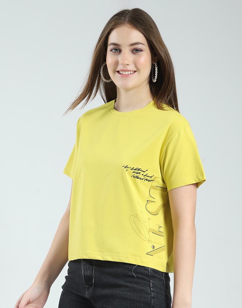 MONTE CARLO Dámsky top s potlačou, okrúhlym výstrihom, polovičným rukávom a bežným strihom