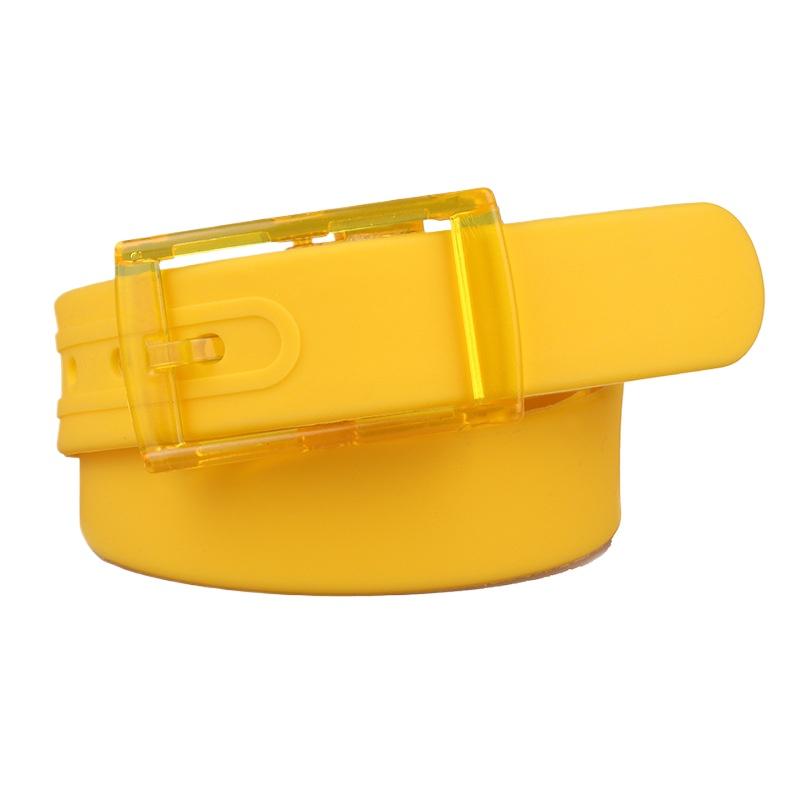 Plain Candy Colors Silicone Rubber Leather Wavy Shape Belt Plastic Buckle Cute Without Metal Belts for Men and Women Waistband