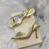 Summer Women's High Heels, Vintage Rhinestone And Gemstone Sandals, Peep-toe Color-blocked High Heels And Slippers.