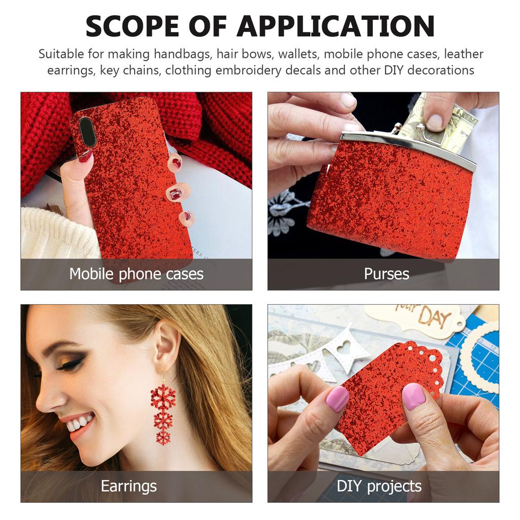 Glitter PU Sheet for DIY Crafts Sewing Fabric Sheet for Jewelry Making Decorative Bag Material Shiny Faux Craft Making