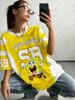 Cartoon Spongebob Print Wounisex Tshirts Summer Fashionable High Quality Sports Football Jerseys Casual Streetwear Unisex Y2k Tops