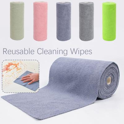 1 Roll Of 20 Sheets Reusable Cleaning Wipe Household Microfiber Rolls Kitchen Cloth Towel Rags Wash Towel Paper Dish Replac Z5y4