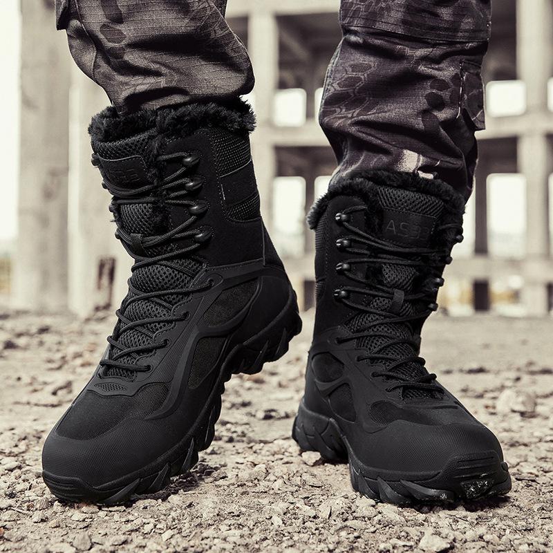 Hiking platform sports Martin boots men's velvet thermal snow boots winter high-top lace-up hiking shoes