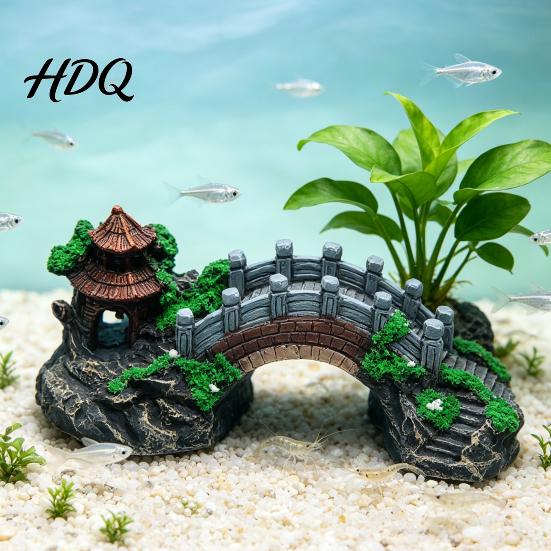 Non-Toxic Fish Accessories Aquarium Bridge Ornament Arch Miniature Tank Decor DIY Garden Mini Model for Terrarium Fairy Aquatic Life Safe Ornament
