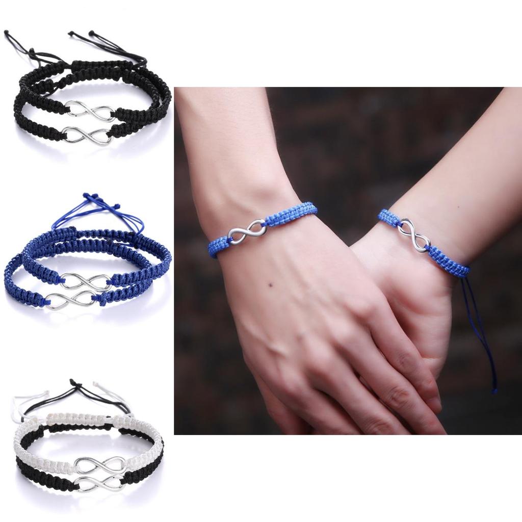 Handgefertigte Unendlichkeits-Symbol-Armbänder mit verstellbarem geflochtenem Design für Paare und als Geschenk