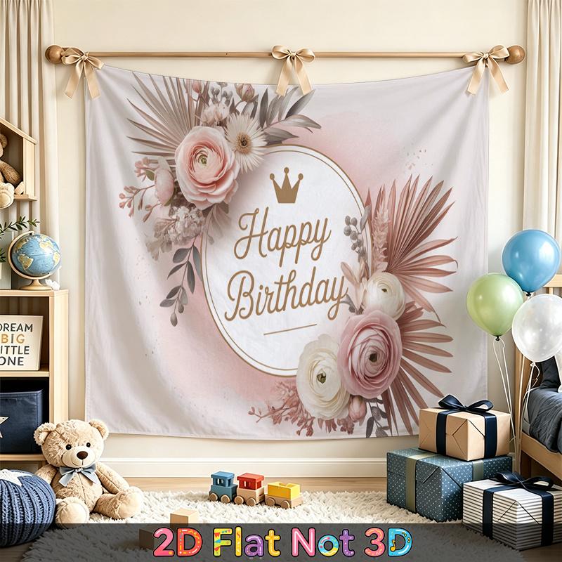 Party Backdrop Birthday Floral Pink Photo Booth Background Front Door Decor