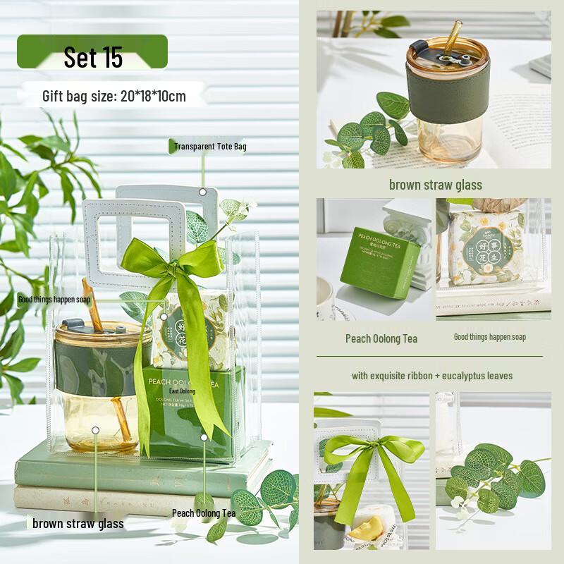 Elegant Glass Cup, Oolong Tea & Soap Gift Set Package Fifteen