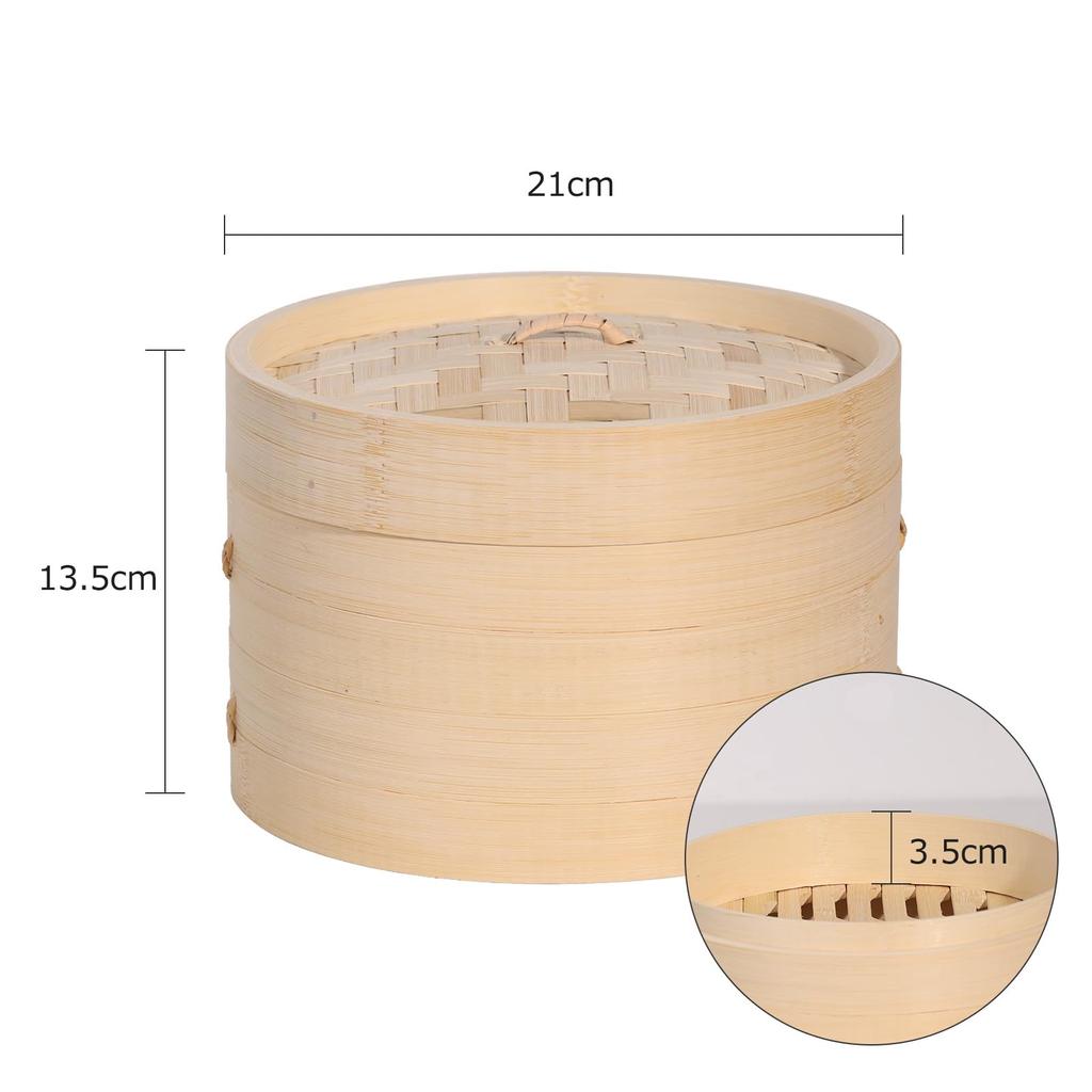 TAKEMI Bamboo Set of 2 and 1 Commercial Chinese Kitchen Steamer, Lid, 21cm, Steamer, Steamer, Steamer, Use, Steamer, Steamer, Steamer, Cookware,