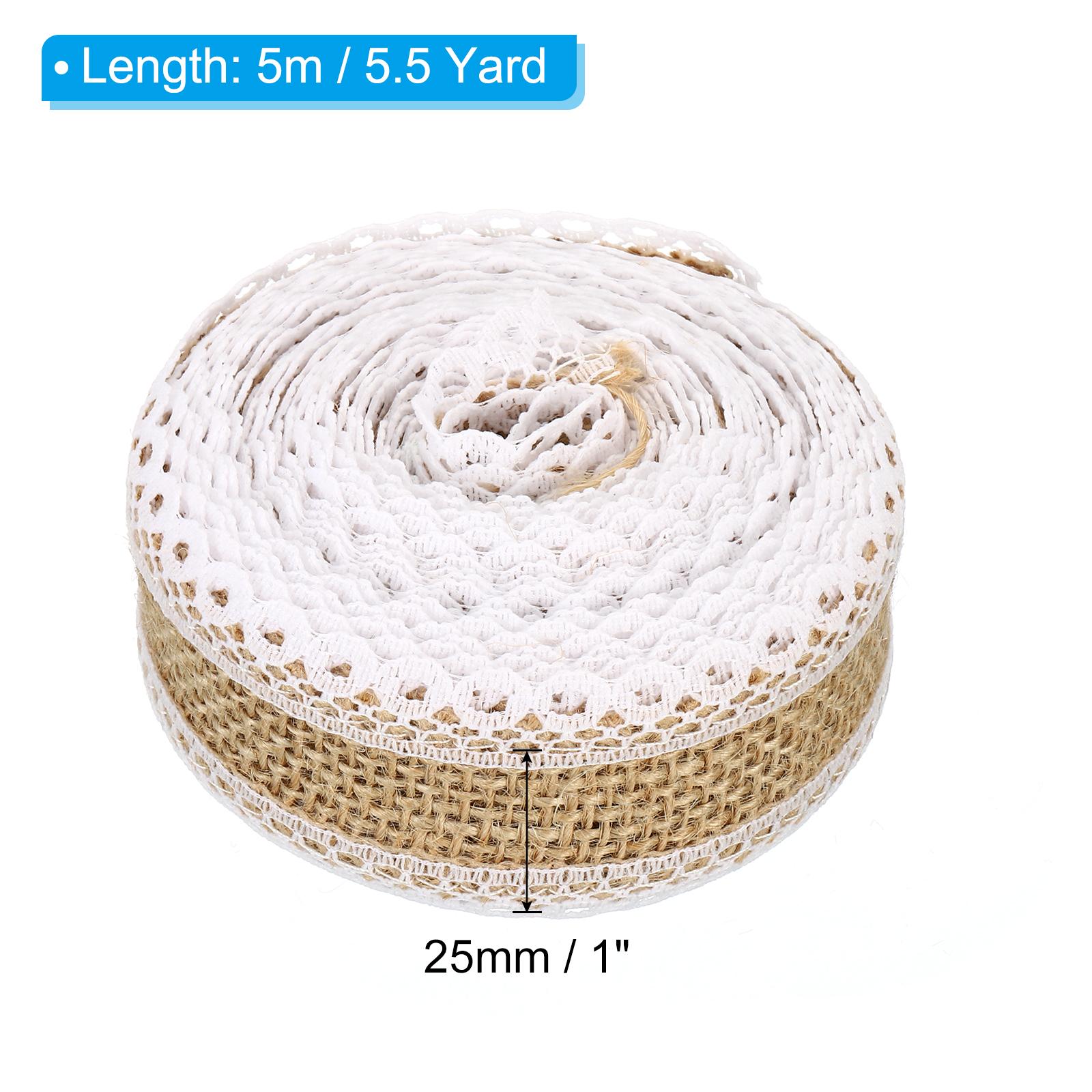 

Burlap Fabric Ribbon Natural Wrapping Wired Jute Lace Crafts Roll Floral Sided for Home Wreath Wedding Christmas Decoration as photo