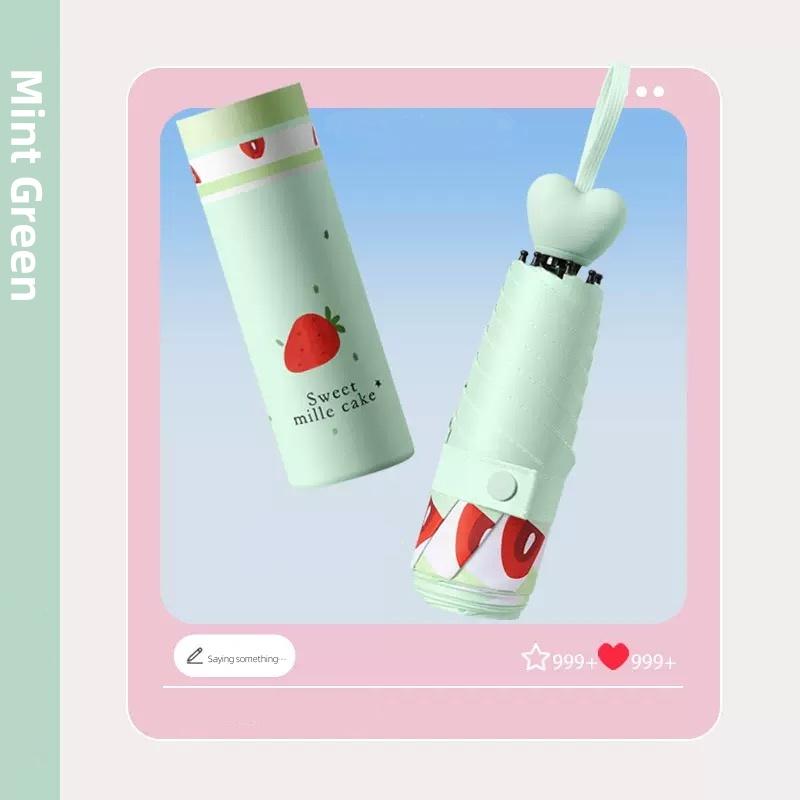 

1 шт. Мини ручной зонт с ручкой в форме сердца, ветрозащитный, с защитой от УФ-лучей, модный карманный дождевой зонт для женщин светло-зеленый