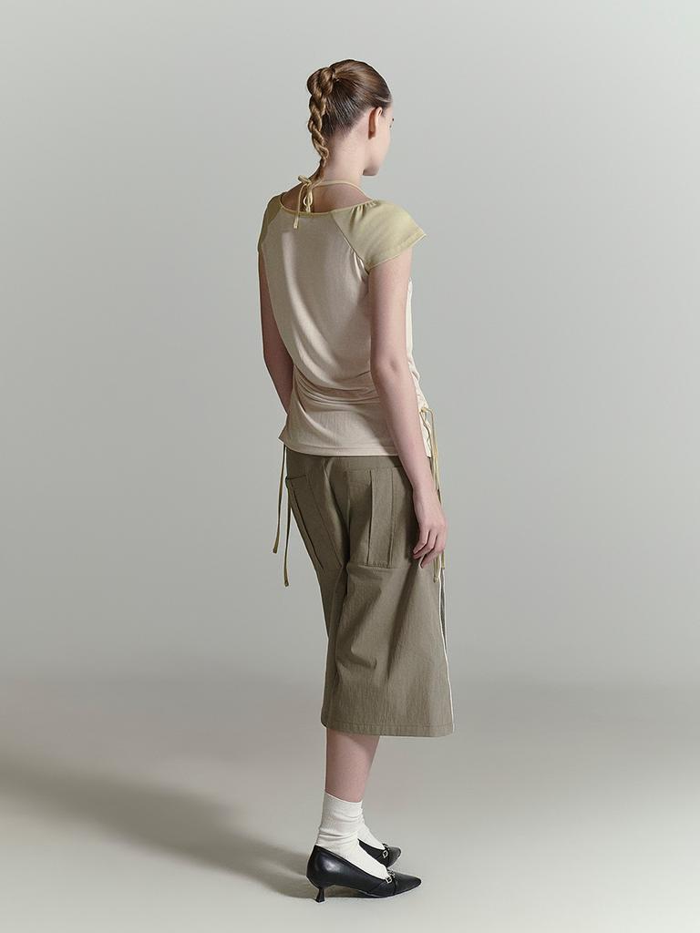HALF DEVIL US Mesh Stripe Bermuda Pants_Olive