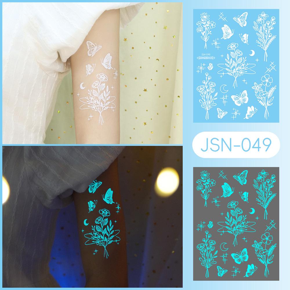 Adesivi Tatuaggio Ricaron 2024 Henné Luminoso & Farfalla Bianca per Viso & Braccio