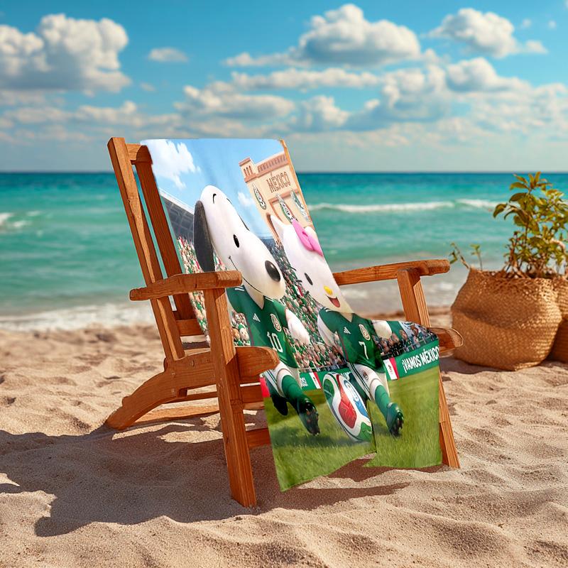 1pc Snoopy Kitty Soccer Stars Cartoon Quick Dry Microfiber Bath Towel for Swimming Surfing Camping Unisex Holiday. SJT720148