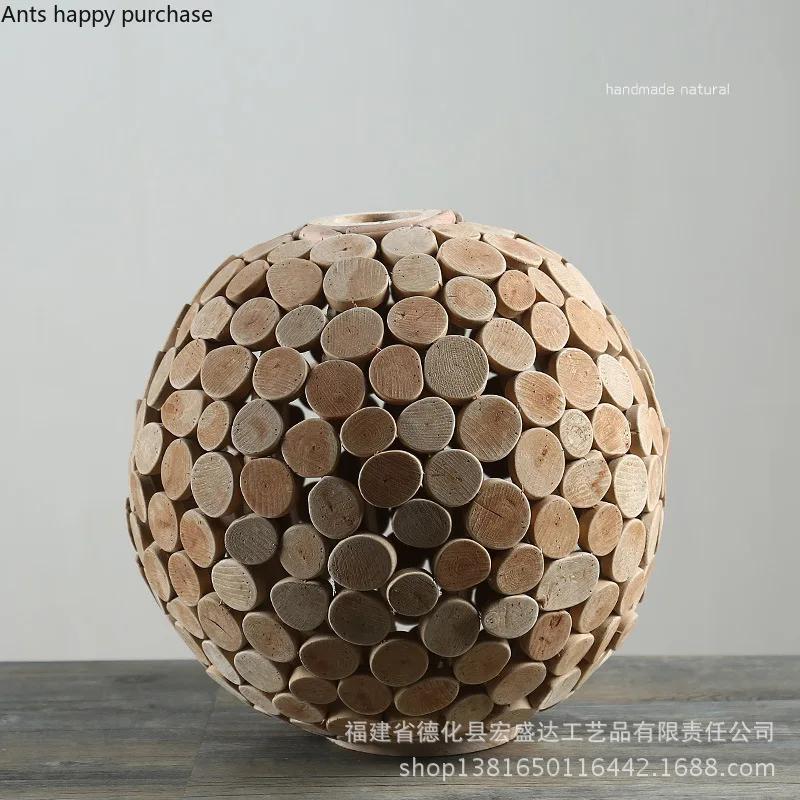 Handmade Vase Creative Wooden Vase Home Decor Accessories Desktop Dried Flower Vases Ornament Crafts Decorative Vases Gift