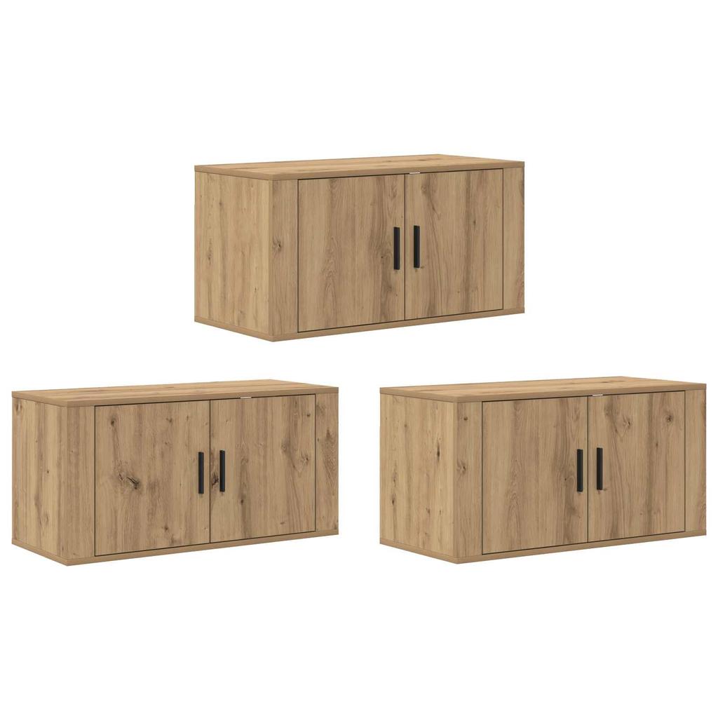 Wall Mounted TV Cabinet Set 3 pcs Artisan Oak Finish 80 x 34.5 x 40 cm