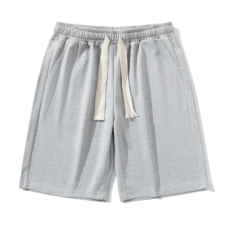 Men's Summer New Solid Color Straight Short Shorts Knitted New Oxygen Cloth Loose Thick Drawstring Capris for Men