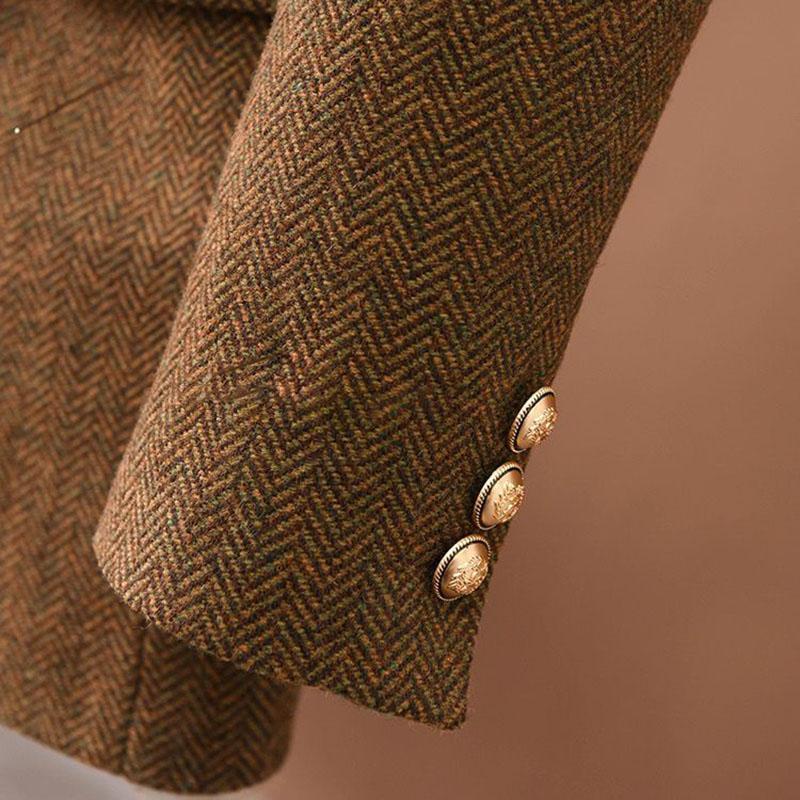 Sako Oblek pro Ženy Zimní Ležérní Zesílený Dlouhý Rukáv Knoflíkový Kardigan Slim Fit Profesionální Sako