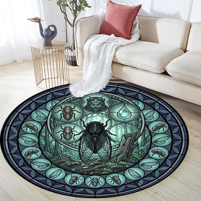 Cicada Life Cycle Art Round Area Rug Under Office Chairs Bedroom Living Room Home Decor