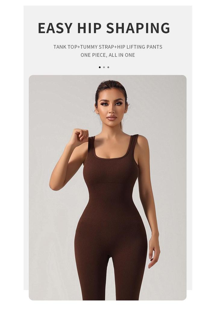 Seamless Elastic Yoga Jumpsuit Set for Women