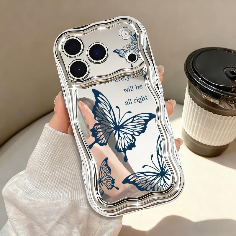 Shockproof Luxury Soft TPU Cover For iPhone 17 Pro Max Air 16e 16 15 14 13 Pro Max 12 11 Line Butterfly Electroplated Phone Case