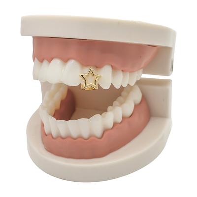 Boş Yıldız Dişli Grillz Hip Hop Altın Gümüş Renk Pentagram Diş Kapakları Kadın Erkek Takı Parti Hediyesi İçin