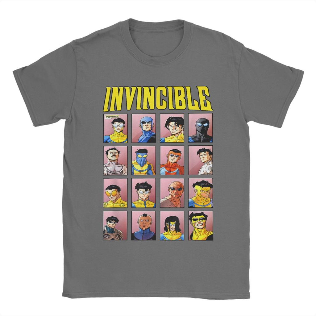 Invincible Variants Anime Men T Shirt Mark Grayson Novelty Tees Short Sleeve O Neck T-Shirts Cotton Gift Merch