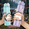 1PC Daisy Bee Hedgehog 750ml Color Plastic Sports Water Bottle Leakproof Flip Straw Lid Suitable for Sports Office Home Use