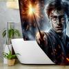 Warner Bros Inspired Magic Wizard Shower Curtain, Bathroom Decor with Hooks, Unique Valentine's Day Gift for Fans