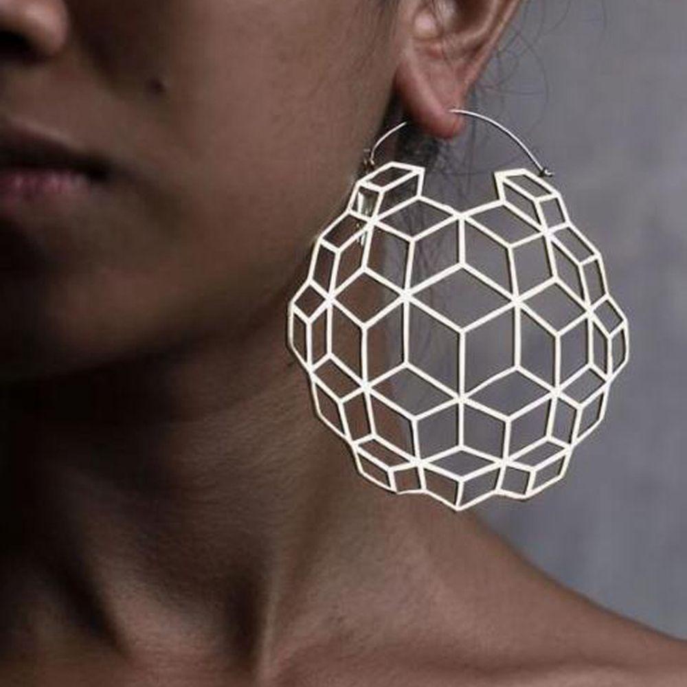 

Women Antique Tribal Honeycomb Earrings Dangle Drop Ear Studs Hollow Out