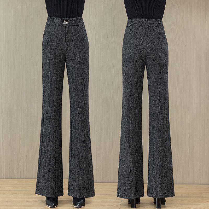 Women's Woolen Micro-Flare High-Waisted Slimming Drape Pants Plus Velvet Straight Leg for Autumn/Winter 2025