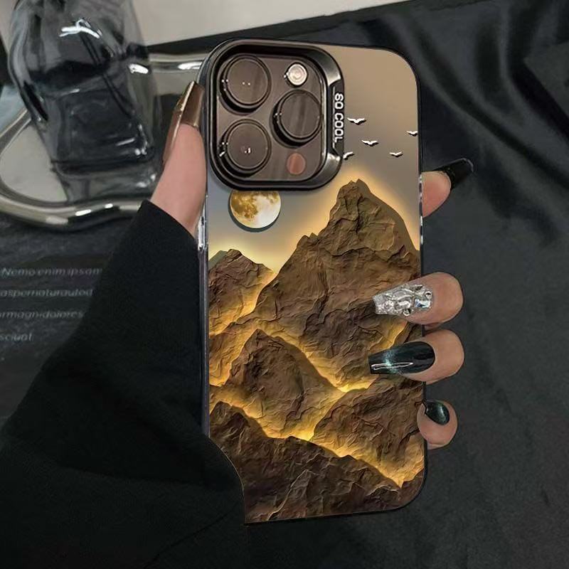 Golden Mountains Suitable for Apple 17Promax mobile phone case iPhone16/15ins14 text 13 electroplating case