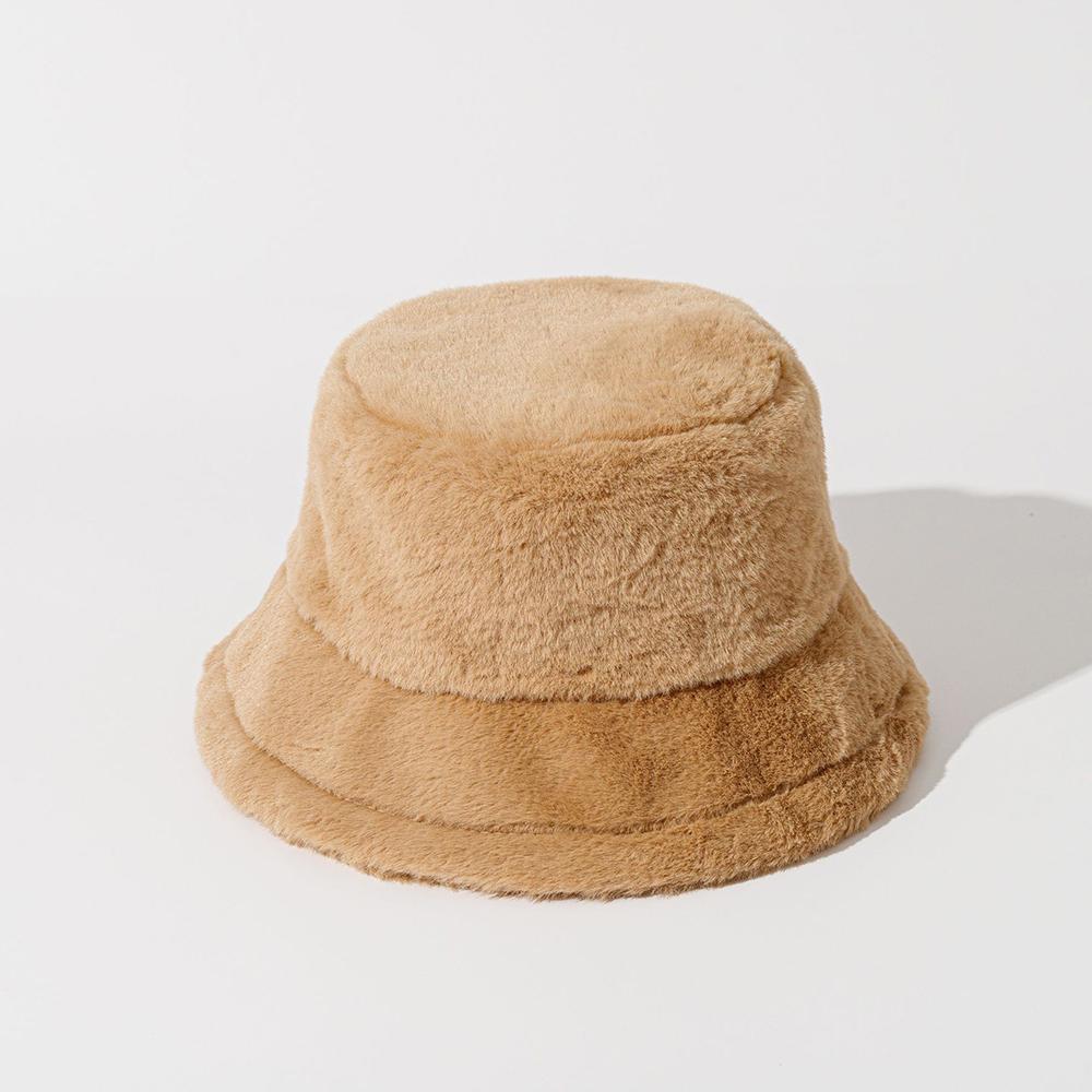 Nieuwe Winter Imitatie Konijnenbont Emmerhoed Mode Dames Dik Warm Vissershoed Effen Kleur Heren Zacht Fluweel Bontachtige Panama Hoeden