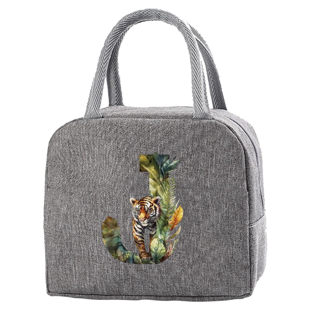 Portable Food Insulation for Traveling Jungle Tiger Letter Printing Box Picnic Waterproof Oxford Zipper Insulation Lunch Bag