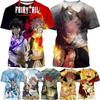 Fairy Tail T-Shirt Klassisch Anime Herren und Damen 3D T-Shirt Lässig Rundhals Bedrucktes Herren und Damen Kurzarm T-Shirt für Herren