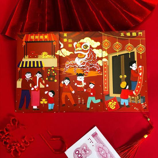 6Pcs Chinese New Year Red Envelopes 2025 Lunar Yera of The Snake Red Money