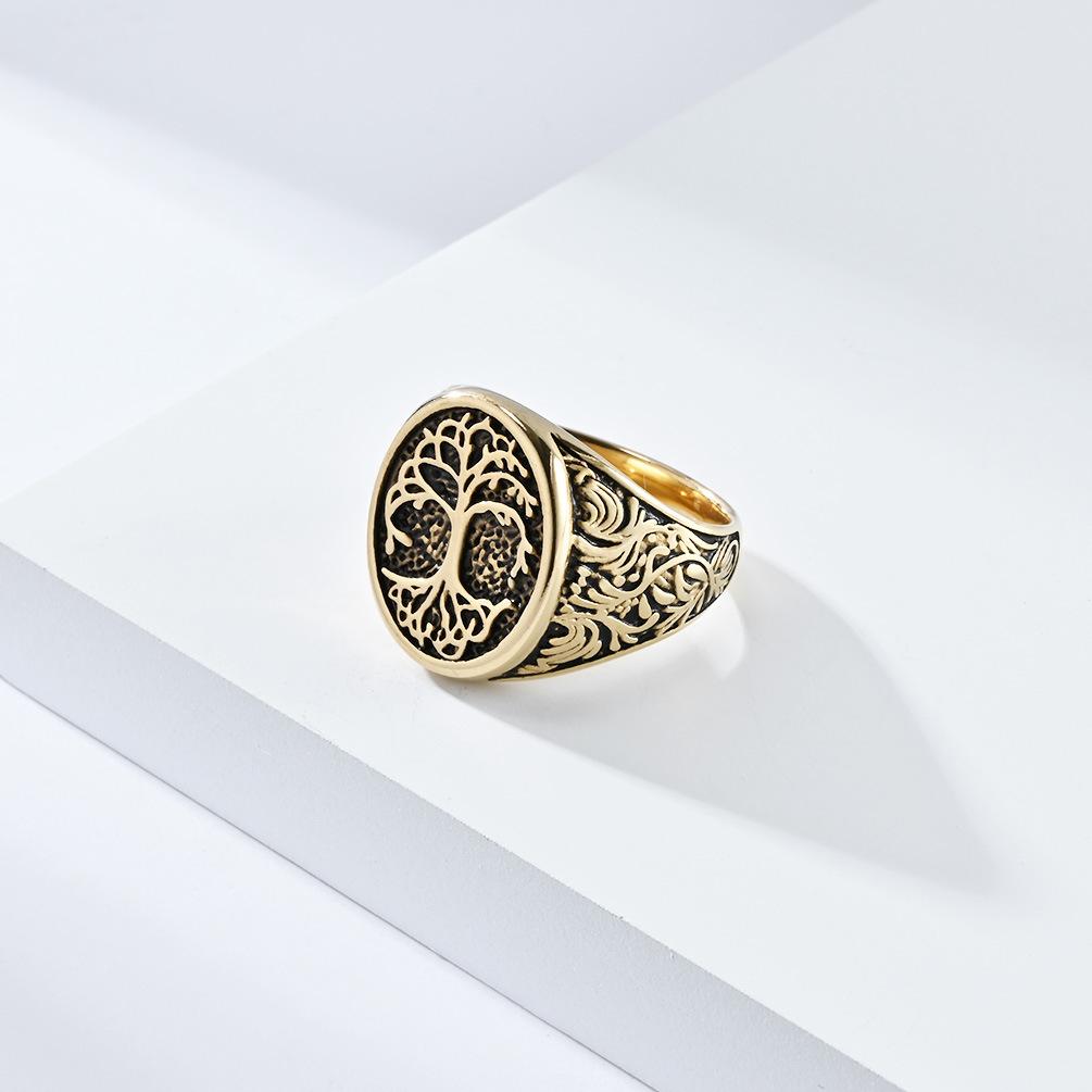 2026 Retro Style Tree of Life Ring Ring Men's Domineering Oversized Wrench Personalized Hand Jewelry